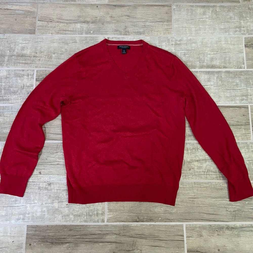 Banana Republic Luxury Blend v neck sweater in red